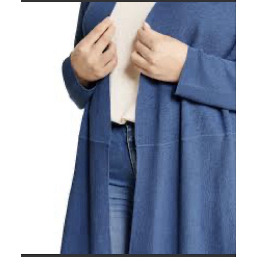 Anne Klein Cardigan Sweater Blue Lapis Sz M Open Front Long Sleeve Knit New $99